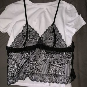 Tank top attached to plain white tee